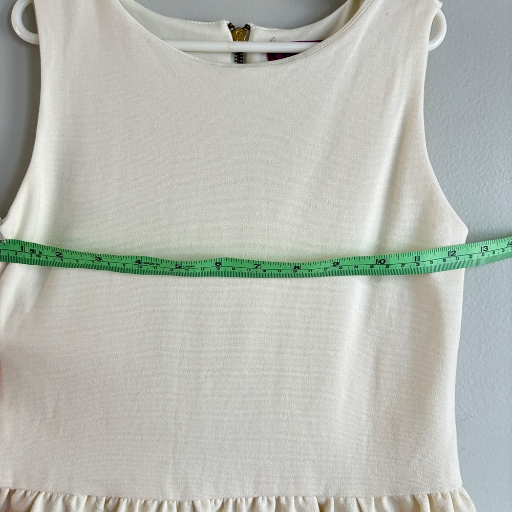 AQUA Sleeveless Fit Flare Dress Girls Large Cream Mesh Hem Party Zipper - Picture 6 of 8